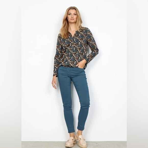 SOYACONCEPT Greenish/Blue Skinny Pants with Stretch NWT - Picture 1 of 13